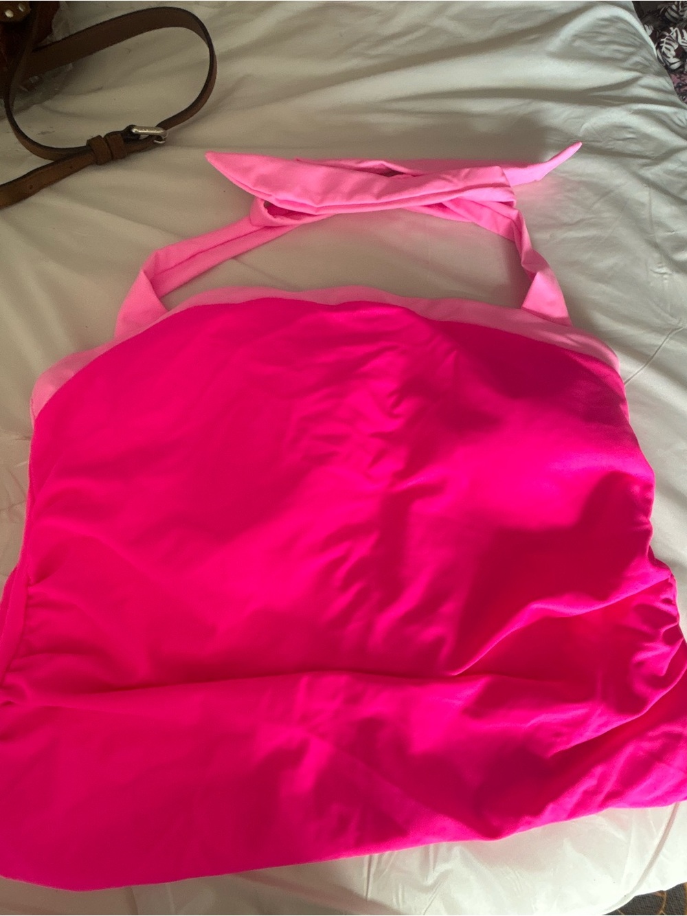 Kids Bright Pink One-Piece Swimsuit - Halter Style